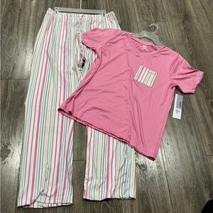 NWT Pink and Striped Ladies Pajama Set 2X